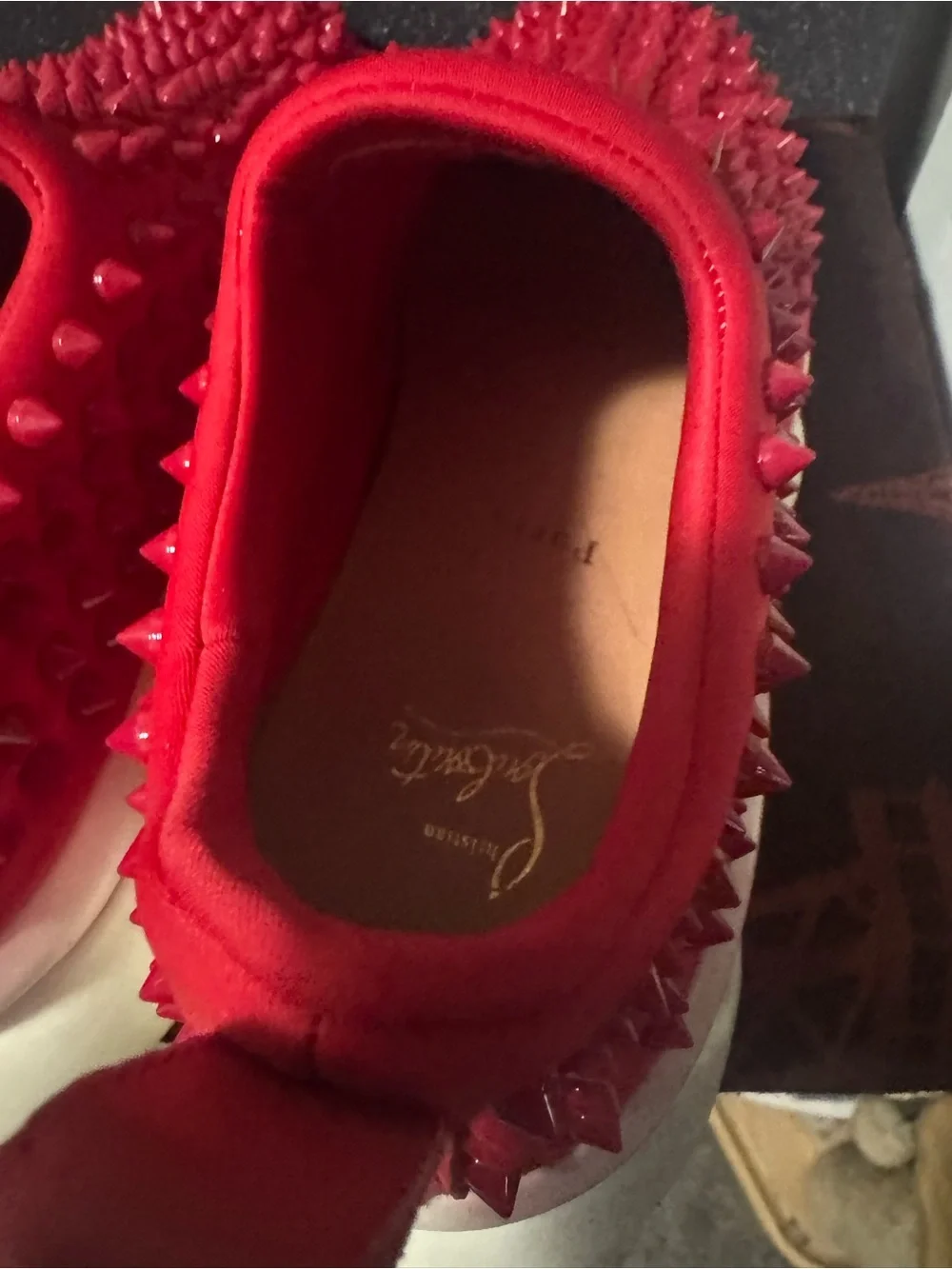 INSPIRED Red Studded Slip-On Women's Sneakers